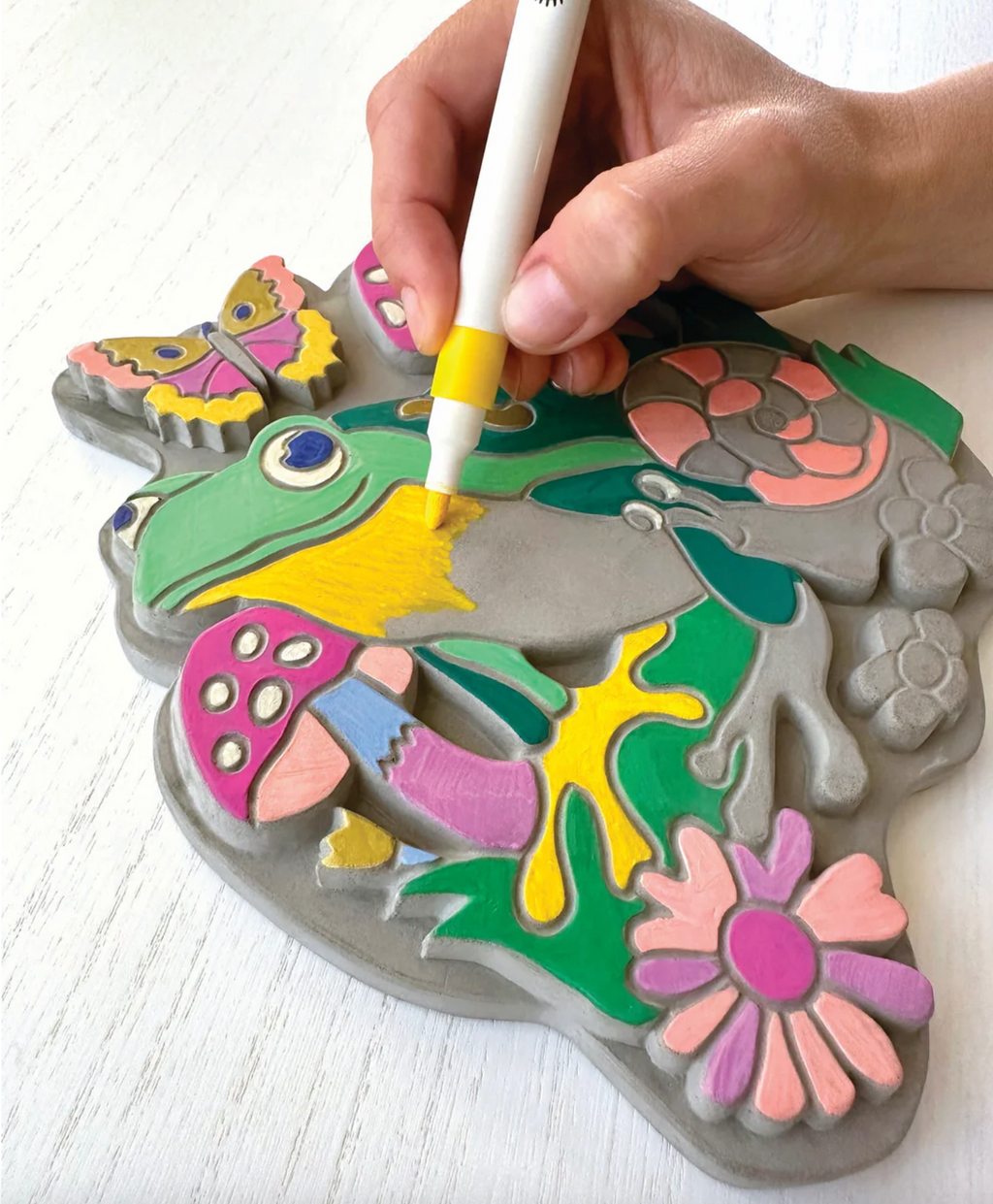 Bright Stripes iHeartArt Marker By Numbers Garden Stone Frog & Mushroom
